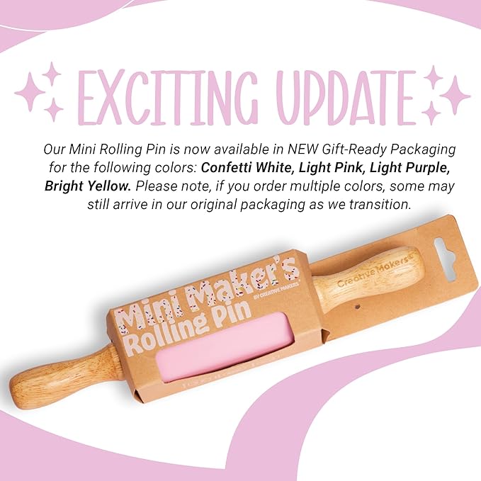 Small Rolling Pin for Kids, Non-Stick Silicone Surface with Wooden Handles for Play Dough and Baking Rolling Pin (Light Pink)