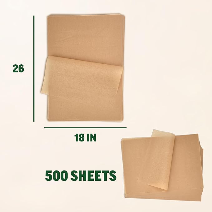 Zenlogy 18x26 (500 Sheets) Large Unbleached Parchment Paper Liners for High Heat Baking - Exact Fit for Your Commercial Full Size Sheet Pans