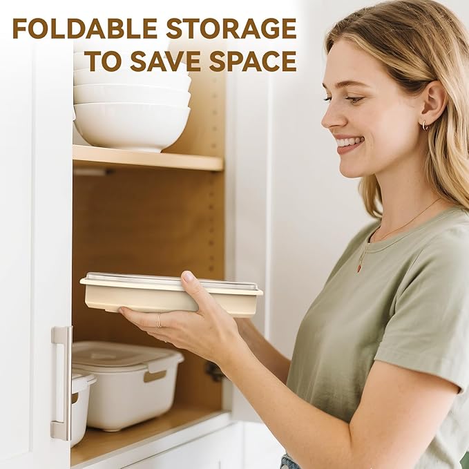Heating Sourdough Banneton Bread Proofing Basket Kit with Timer & 6 Temp Settings, 2L Foldable Silicone Dough Proofing Box Electric Sourdough Starter Warmer Set for Dough Rising, Baking Supplies