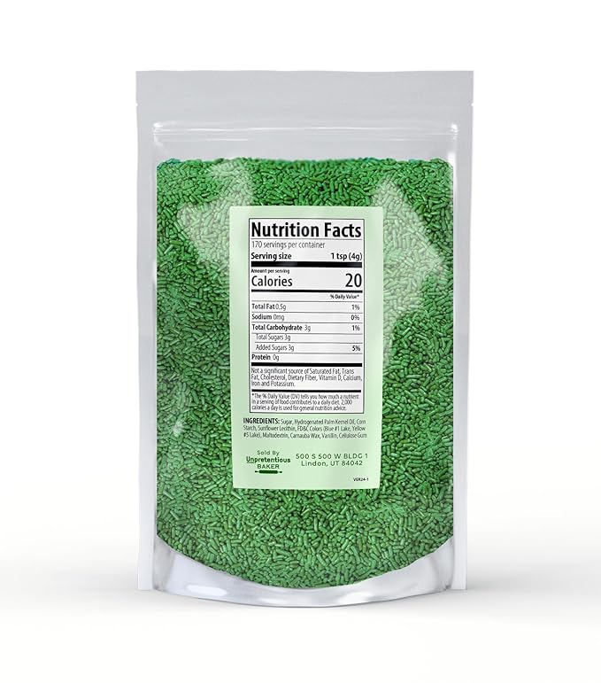 Unpretentious Green Sprinkles, 1.5 lb, Bright & Colorful, Decorative & Fun Topping for Baking