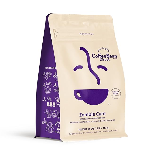 Coffee Bean Direct Zombie Cure Flavored, Whole Bean Coffee, 1 Pound Bag (Pack of 1)