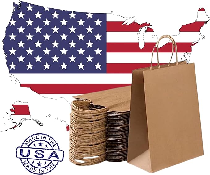 Mr Miracle Premium 10x5x13 Paper Bags with Handles - Pack of 100, Kraft Paper Bags Ideal for Shopping, Wedding, Business, Retail, Craft, Gifts & More - Durable, 100% Recyclable Brown Quality Bags