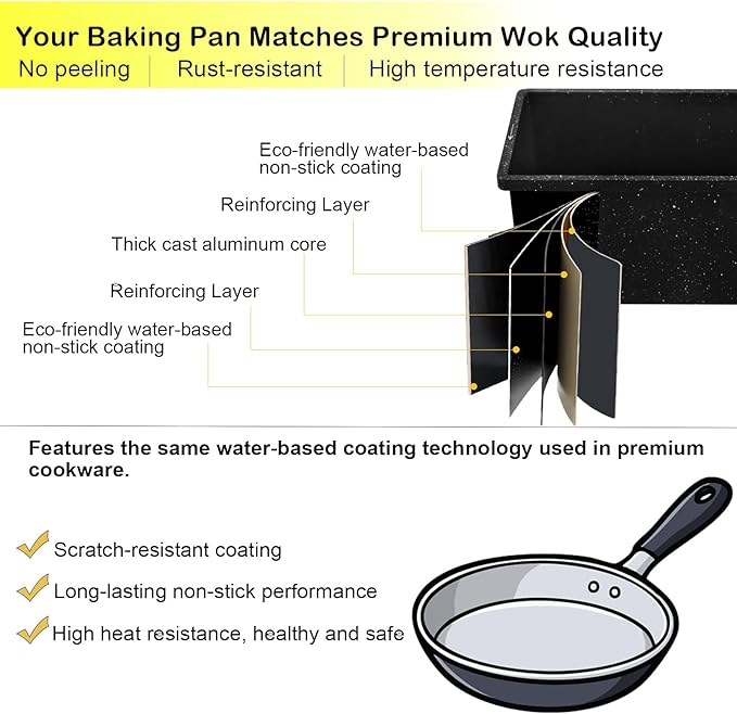Loaf Pan with Lid Cast Aluminum, Pullman Loaf Pan for Homemade Sourdough Bread, Sandwich, Meatloaf Baking, 8x4 Inch Nonstick Deep Bread Tin with Cover, Oven Safe & Heavy Duty, Speckled Black