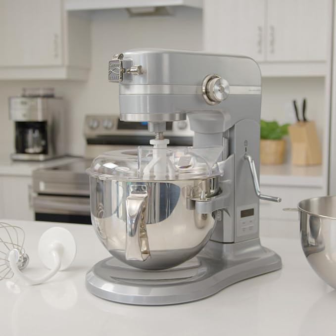 Kenmore Elite 600W Bowl Lift Stand Mixer - Digital 10 Speed Mixing, Electric, Countertop, Heavy Duty, Kitchen Appliance, 5 & 6 Qt Stainless Steel Bowls With Flat Beater, Whisk, Dough Hook Attachments