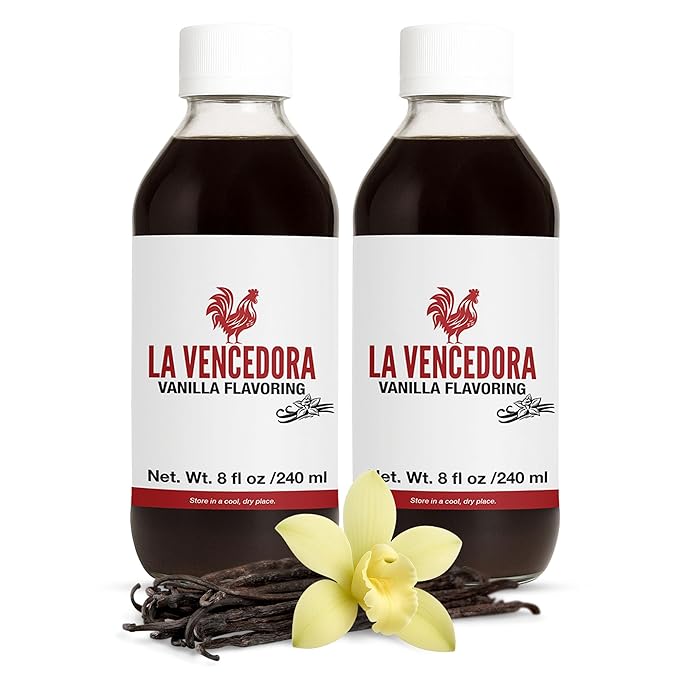La Vencedora Mexican Vanilla Extract 2 Pack – 8 fl oz Bottles – Traditional Vanilla Flavoring for Baking, Cooking & Desserts – Vegan, Glutten Free, Natural Process, Made in Mexico