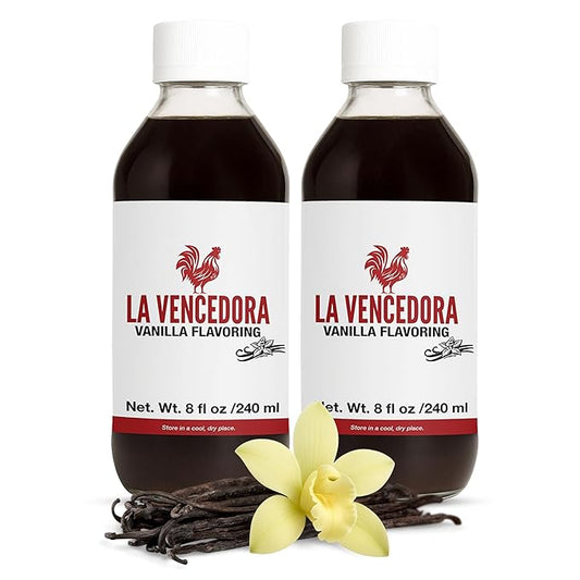 La Vencedora Mexican Vanilla Extract 2 Pack – 8 fl oz Bottles – Traditional Vanilla Flavoring for Baking, Cooking & Desserts – Vegan, Glutten Free, Natural Process, Made in Mexico