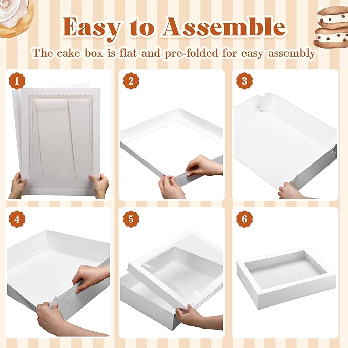 20 Pcs 19x14x4 Inch Half Sheet Cake Boxes 10pcs Large Rectangle Bakery Boxes with Window and 10pcs Cake Boards for Donuts Pastry Baking Cupcakes Pie Cookies Birthday Party