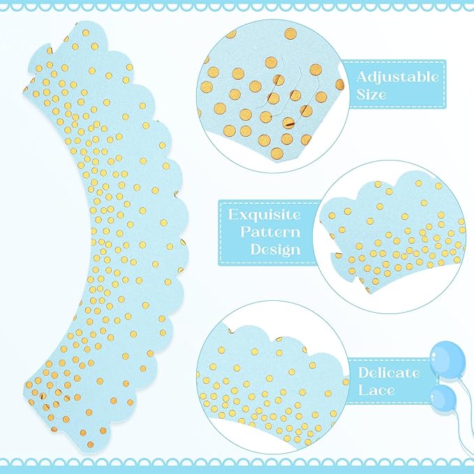 Zhehao 60 Pcs Gold Polka Dots Cupcake Wrappers Adjustable Graduation Cupcake Liners Paper Baking Cups Disposable Muffin Liners Holders for Birthday Baby Shower Wedding Party Supplies(Light Blue)