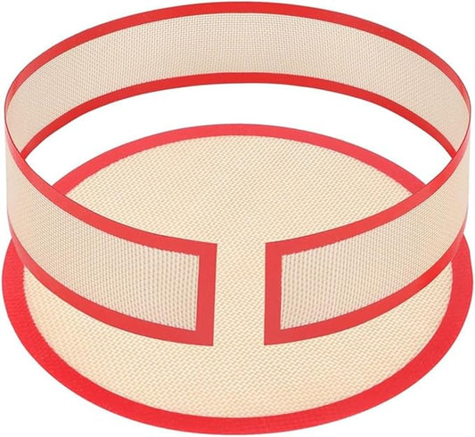 9 Inch Round Silicone Baking Mat Kit With Base And Side Panel For Springform Cake Pan, Reusable Non-Stick Bakeware Liner Set(Red)
