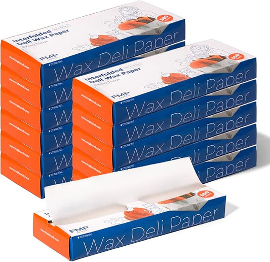 Fit Meal Prep [6000 Pack] 15 x 10.75" Wax Paper Sheets for Food, Interfolded Precut Deli Paper, Pop Up Grease-Proof Sandwich Paper Wraps, Waterproof for Lunch, Food Basket, Microwave Cover, BBQ