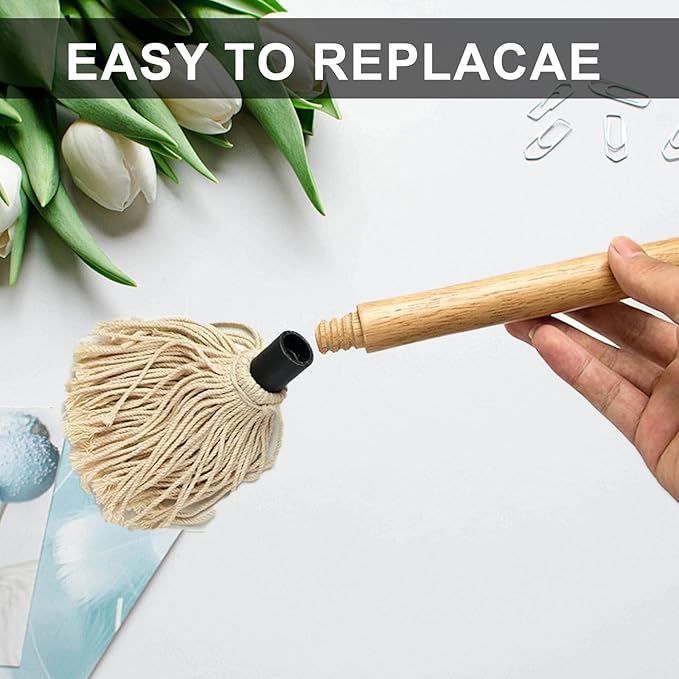 Two Size Bbq Mop Brushes For Sauce Wooden Long Handle Mops & Brushes For Barbecue,Grilling,Basting,Roasting,Cooking,Smoking Steak(18" And 11")