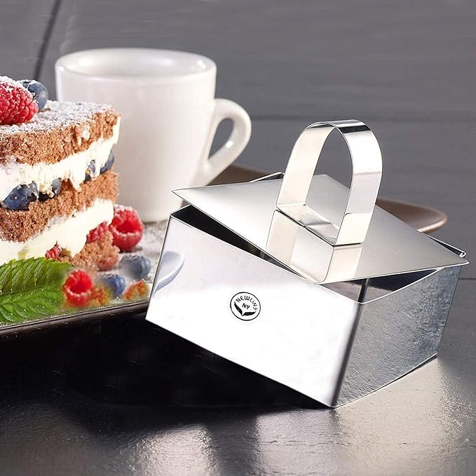 NEWLINE NY Stainless Steel Dessert Rings (12 Pcs) Round Square Rectangular Appetizers Molded Salads, Cakes Mousse Molding Layering Cake Cutter