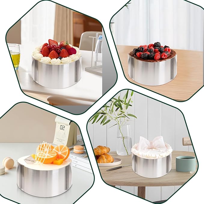 2 Pcs 6-12 Inch Adjustable Cake Mold Ring, 5.91'' High, 6 to 12'' Adjustable Cake Ring Cake Baking Supplies Baking Rings Round Stainless Steel Bakeware Tools with Scaling DIY Baking Mold Tool