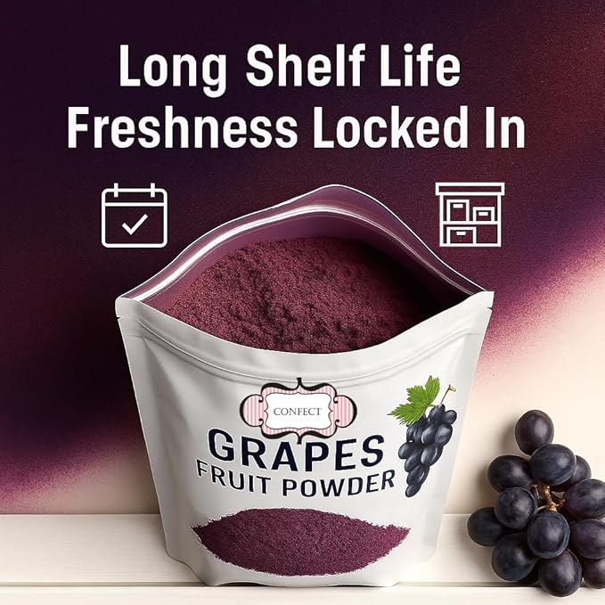 Confect Grapes Fruit Powder | Pure & Natural Fruit Powder for Smoothies, Baking, Beverages, Juices, Tea & DIY Recipes | Vegan, Gluten-Free, No Added Sugar – 3.5 OZ