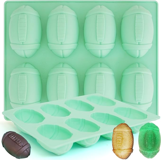 2Pack Football Ice Cube Mold, 8Cavity Silicone Football Mold Ice Cube Molds Fun Shapes, 3D Silicone Football Mold for Cake Pops,Cake Decoration, Chocolate,Ice Cube