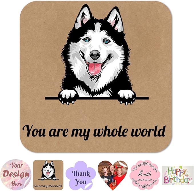 50~1000Pcs Personalized Sticker Custom Label Customized Business Logo Vinyl Stickers Personalized Waterproof Labels with Name Text Photo Make Your Own Printed Sticker for School Office - Square 5"