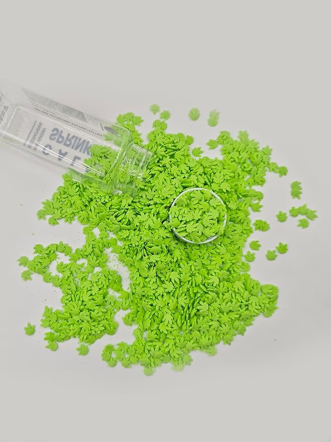 Edible Sugar Green Hemp Leaf Sprinkles Cake Cupcake Toppers Cookie Decorations Sweet Dessert Sprinkle for Party Decorating, 3.4 oz