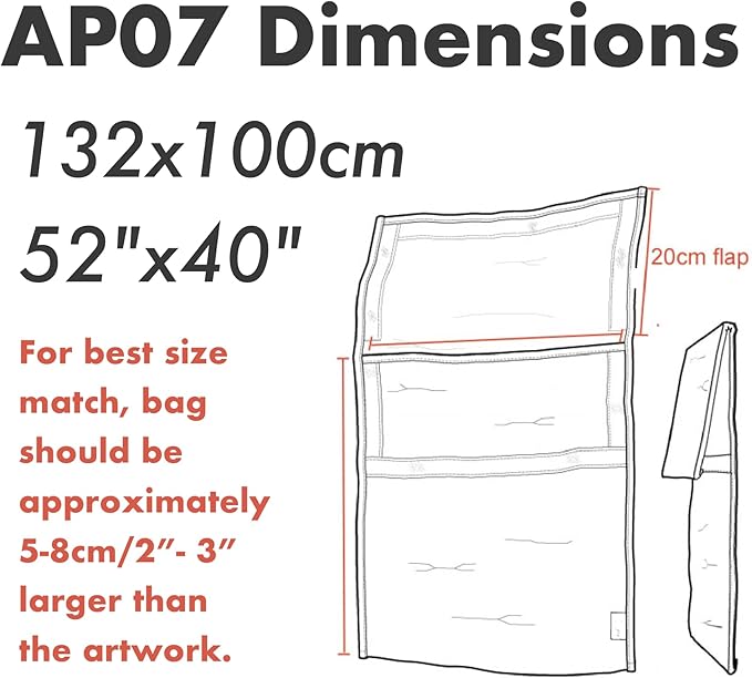 Art Bags (AP07-52" x 39 1/2") - Strong • Shock-Absorbent • Reusable • Non-Toxic • Waterproof • Acid-Free Lining - Long-Term Art Storage + Shipping + Protection Solution