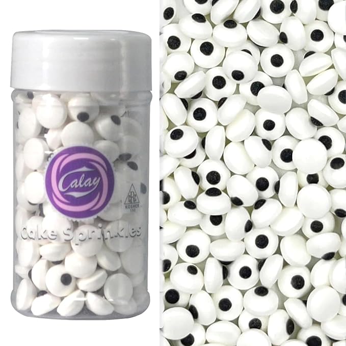 PhilaeEC Small Candy Eye Eyeball Sprinkle Halloween Edible for Cake Decoration 1CM Eyes Candy Baking Cookie Cupcake Toppers Decoration Halloween Christmas Valentines Supplies