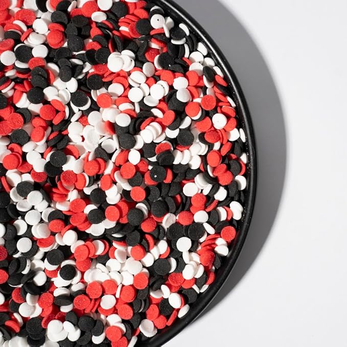NIPEOR Rainbow Sprinkles,Red Black Confetti Sprinkles 3.53oz/100gEdible Sprinkle Topping Confetti Sprinkles, Round Sprinkles for Cake Cupcake Decorating, Candy Sprinkles, and Ice Cream Toppings (Rainbow Confetti Black Red)