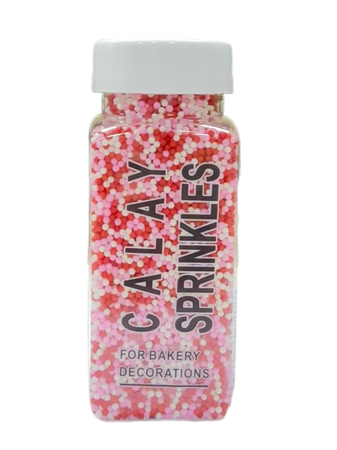 Gevog 2MM Valentines Pearls Sprinkles Mixing Edible Cake Cupcake Sprinkles for Valentines Party Baking Cupcake Cookie Ice Cream Decoration Supplies 110g/ 3.88oz