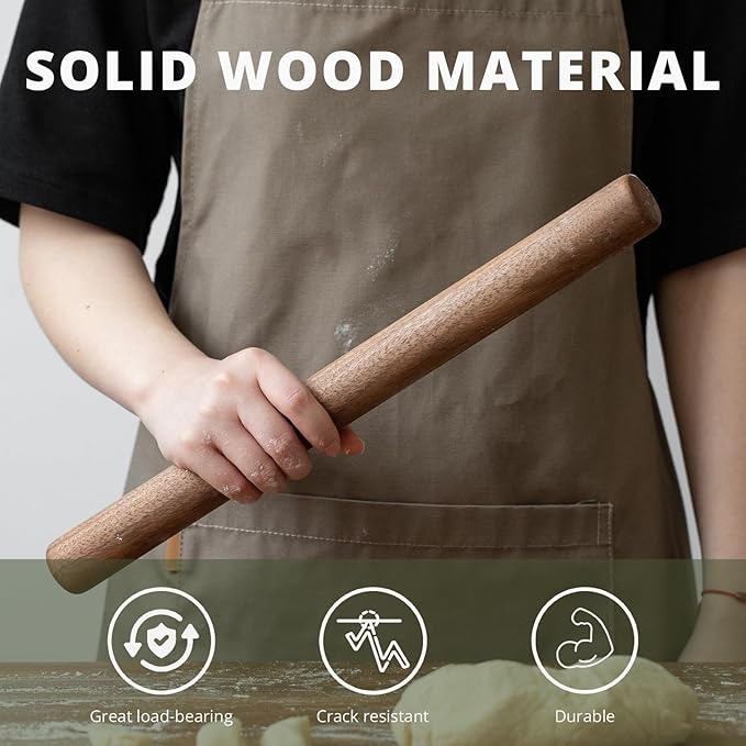 Muso Wood Black Walnut Rolling Pin for Baking (Walnut Dowel 15-3/4 Inch)