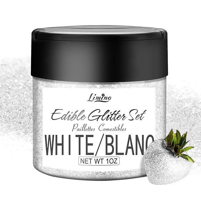 Edible Glitter - 30g Edible Luster Dust Metallic Food Grade Coloring Glitter for Drinks, Baking, Cake Decorating - Edible Dust Powder Shimmer Sprinkle Powder for Icing, Cocktail, Candy (White)