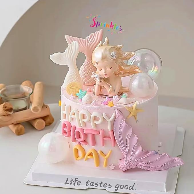 SE Si&Moos Edible Mermaid and Shell Sprinkles Mermaid Cupcake Toppers Mermaid Cake Decorations Beach Cake Decoration Shower Party Birthday Holiday Supplies 3.5 OZ with Tweezers