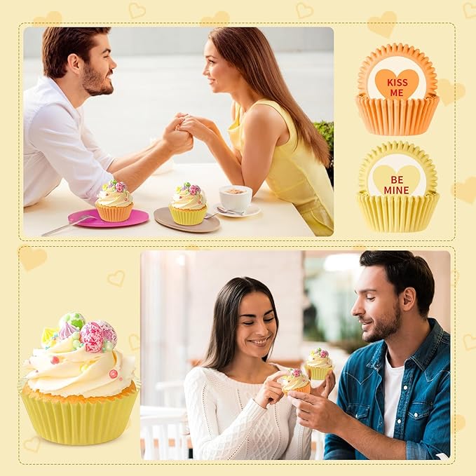 SANNIX 450Pcs Valentine's Day Cupcake Liners, Heart Candy Love XOXO Baking Cups Cupcake Wrappers Paper Wraps Muffin Liners for Valentines Day Wedding Birthday Party Candy Cake Decorations Supplies