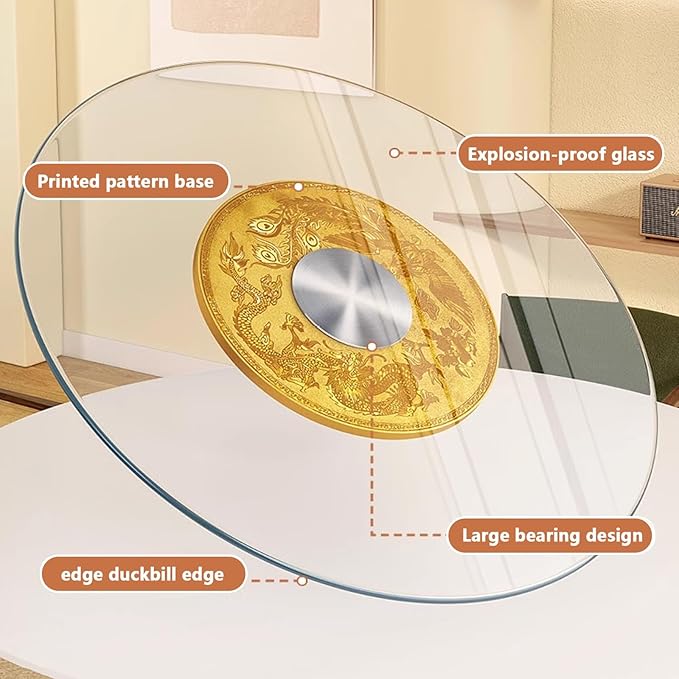 Commercial Glass Rotating Serving Tray for Dining Table, Lazy Susan for Cake Table top, Restaurant Serving Lazy Susan Turntable, Rotating Centerpiece Tray, for Home, Party, Hotel