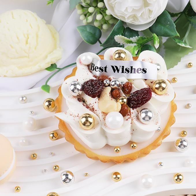 Silver Pearl Sprinkles for Cake Decorating, 4 Sizes Sugar 130g/4.6oz, Cupcake, Ice Cream, Donuts, Macaron Toppings Supplies (2mm, 4mm, 7mm, 1cm)