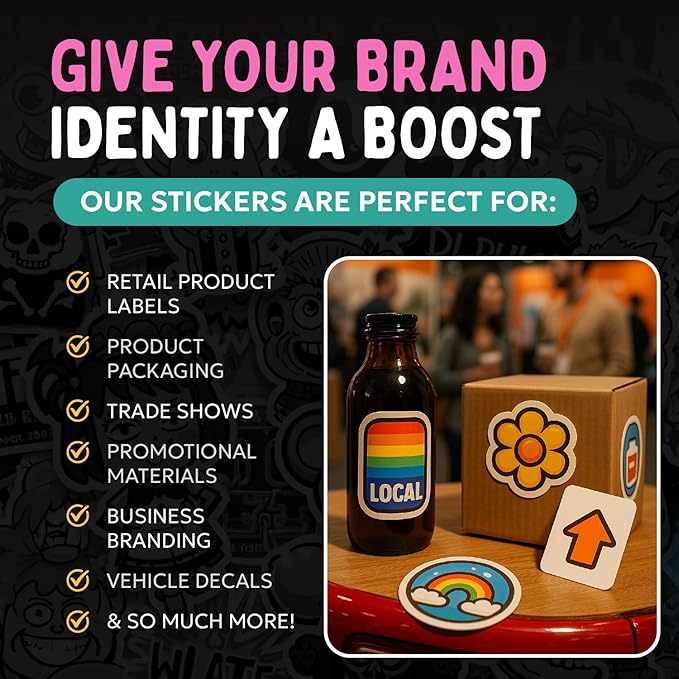 Custom Stickers | Custom Shape Die Cut Waterproof Vinyl Stickers with Your Image Photo Text or Logo | Personalized Dishwasher Safe Label for Business Logo