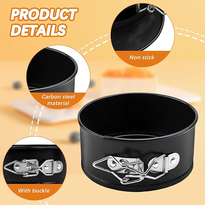 8 Pcs 4 Inch Springform Pan Mini Springform Small Leakproof Round Cake Cheesecake with Removable Bottom Nonstick Baking Cake Mold for Cheesecake Pizza