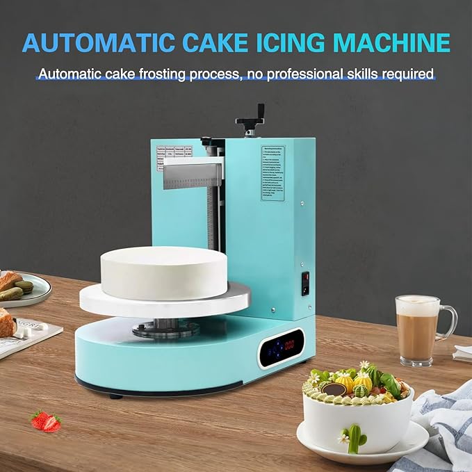 Cake Icing Machine 200W Auto Cream Spreading Machine w/LED Display, Horizontal & Vertical Spatula Adjust, Professional Cake Decorating Machine Frosting Turntable for 4-12 Inch Cakes (Green)