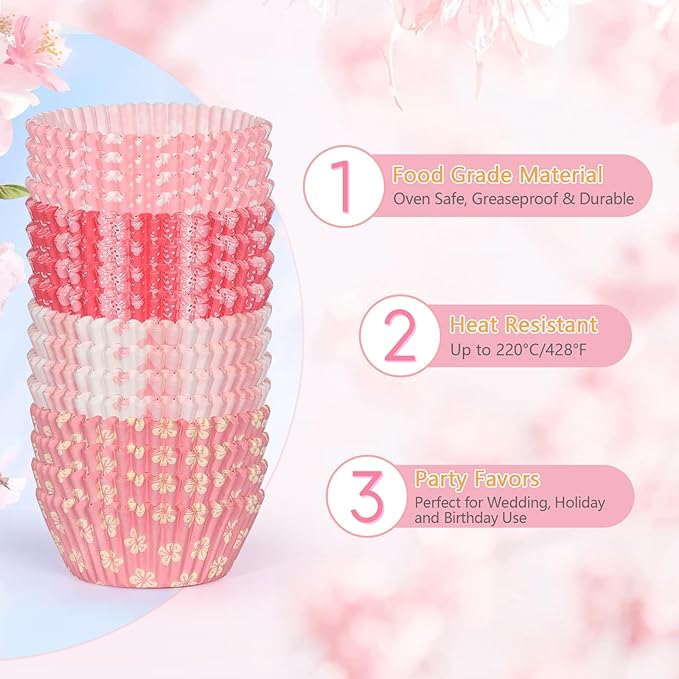 Standard Cupcake Liners 400 Count Floral Paper Baking Cups Disposable Cupcake Wrappers for Wedding and Party Baking Supplies