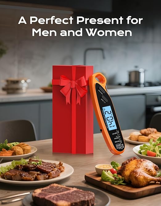 Digital Meat Thermometer for Cooking with Dual Probe, Large Backlit & Magnet, Instant Read Kitchen Food Thermometer for Turkey Candy Oven Grill BBQ Smoker Oil, Gifts Stocking Stuffers Christmas