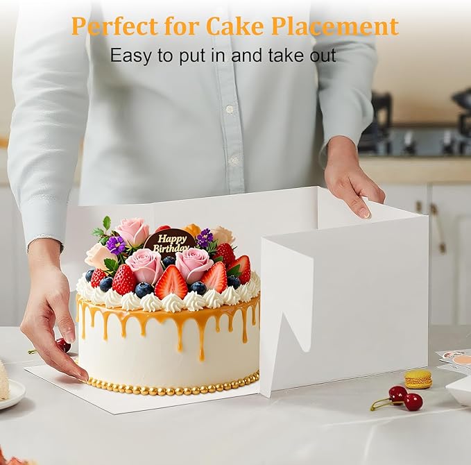 15 PCS Cake Boxes 8 Inch, 8x8x5 Inch Cake Box, 8 Inch Cake Box with Window, White Bakery Boxes, Large Baking Boxes, Cajas Para Pasteles, 8x8 Cake Boxes for Birthday, Wedding, Party, Business