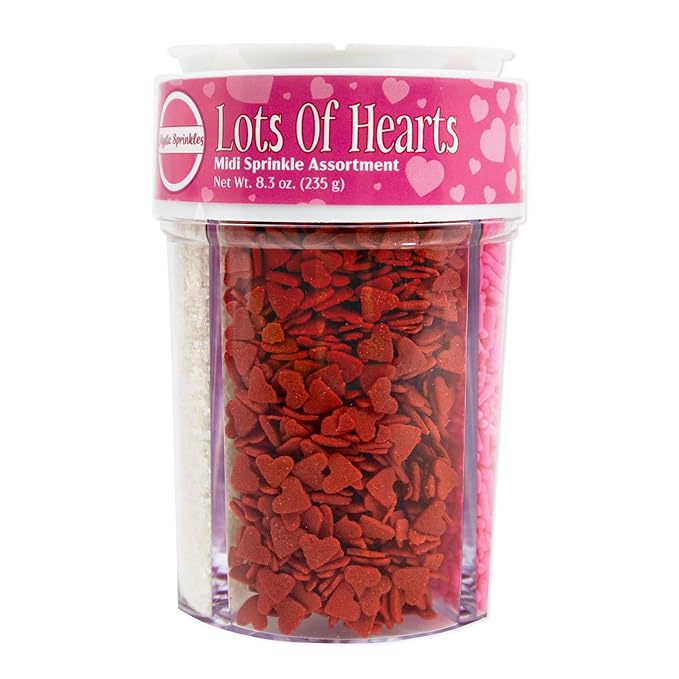 Mystic Sprinkles 4 Cell Sprinkle Assortments (Lot's of Hearts, Midi)