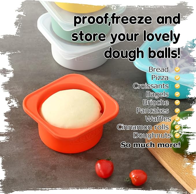 PLUS 1000ml Pizza Dough Proofing Containers for DIY family Artisan Pizza, Food Grade Silicone Stackable Boxes with Lids, Freezer, Fridge, Dishwasher Safe,4sets (Gray)