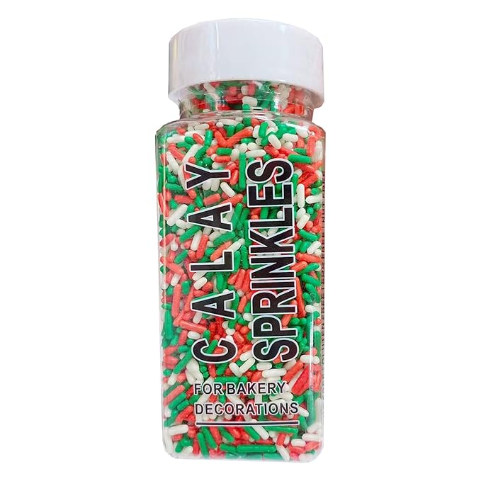 Sentovac Christmas Soft Jimmies Sprinkles Edible for Cake Decorating Red Green White Sprinkles Sugar Candy Cookie Cupcake Topper Ice Cream Baking Decorations Wedding Christmas Supplies 3.35oz