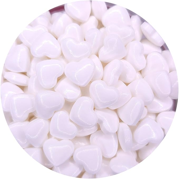 NCS Jumbo White Heart Edible Candy Sprinkles, 8 ounces