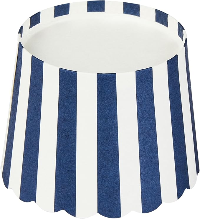 Panificio 3 Ounce Cupcake Wrappers, 200 Scalloped Baking Cups - Oven-Ready, Greaseproof, Blue Striped Paper Cupcake Liners, Disposable, For Birthdays, Baby Showers, Or Weddings - Restaurantware