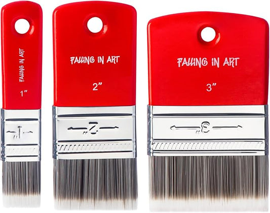 Falling in Art 3PCS Flat Paddle Paint Brush Set, Scale Brush for Oil and Acrylic Paints(1 Inch,2 Inch,3 Inch)