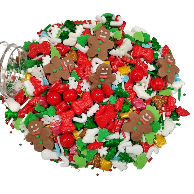 Homankit Christmas Sprinkles for Cake Decorating Edible Gingerbread Man Sprinkle Mix Cake Cupcake Toppers Cookie Dessert Decorations 3.53 Ounces