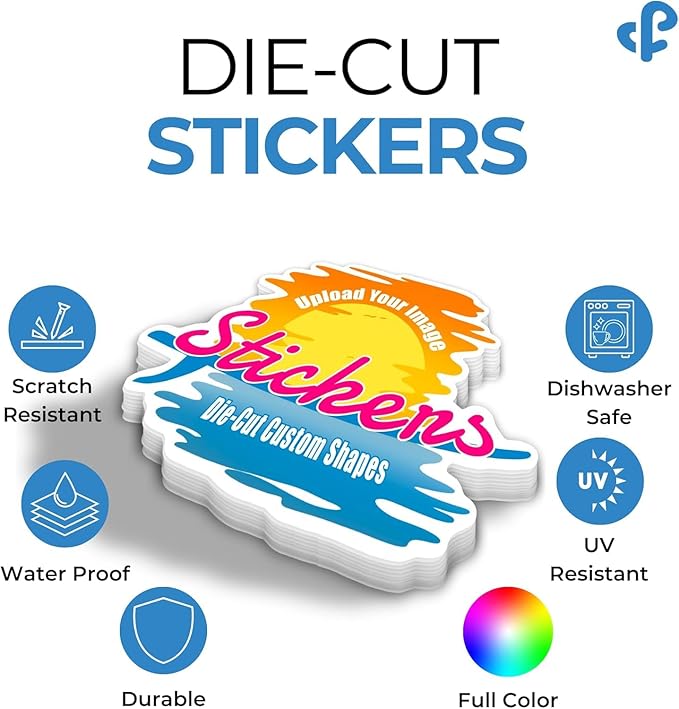 Custom Stickers | Custom Shape Die Cut Waterproof Vinyl Stickers with Your Image Photo Text or Logo | Personalized Dishwasher Safe Label for Business Logo