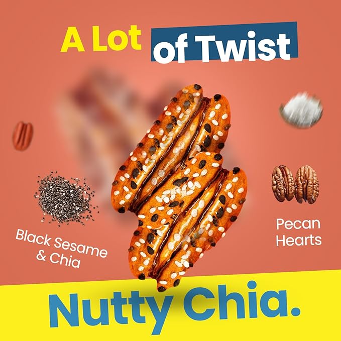 Yomms Nutty Chia Pecans Halves – Low Sugar Healthy Dessert Snack | Coconut & Crunchy Pecan Snack | Lightly Sweetened, Honey Roasted Mixed Nuts | Great for Snacking, Salads - 1.3oz - Pack of 6
