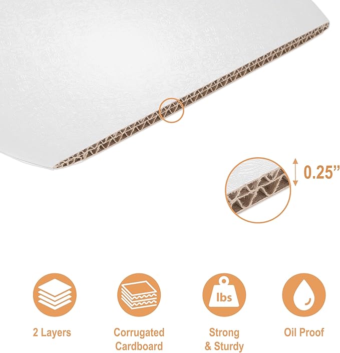 BOARDS+ 1/4" Cake Drum 12 Inch (10 Pack) | 0.25" Thick CakeBoard Rounds | Sturdy, Seamless & Greaseproof Cake Circles For Presenting Heavy Cakes