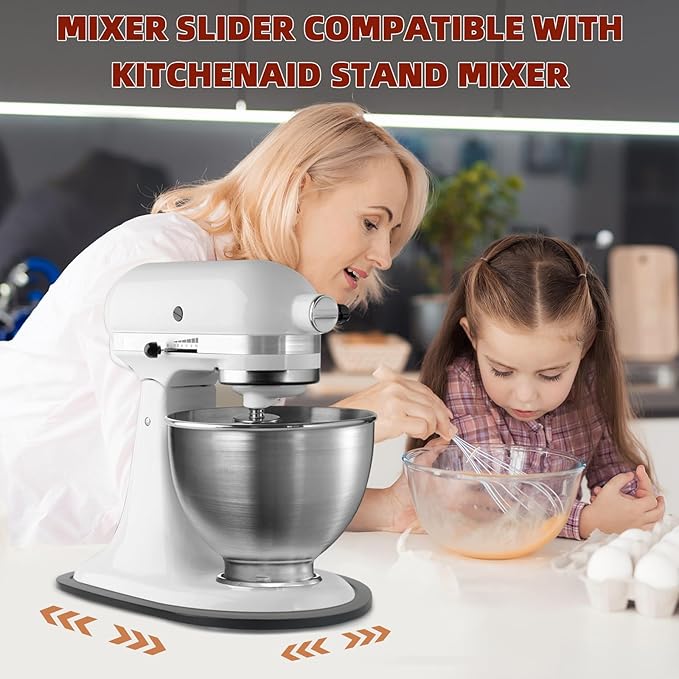 Mixer Slider Compatible with 3.5 QT Kitchen Aid Stand Mixers, Kitchen Countertop Storage Mover Sliding Caddy Mixer Slider Mat for Kitchen Aid Stand Mixer Accessories Attachment (Bamboo - Black)