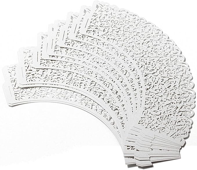 YOZATIA 60PCS Vine White Cupcake Wrapper, Lace Cupcake Wraps Liner for Wedding Party Cake Decoartion (White)