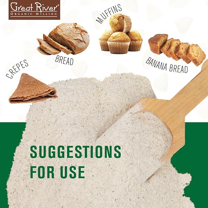 Great River Milling Organic Gluten Free Buckwheat Flour | Gluten-Free Flour Alternative | Non-GMO, Kosher, USDA Organic | Ideal for Crepes, Pancakes, Waffles, Baking & More | 25 Lb